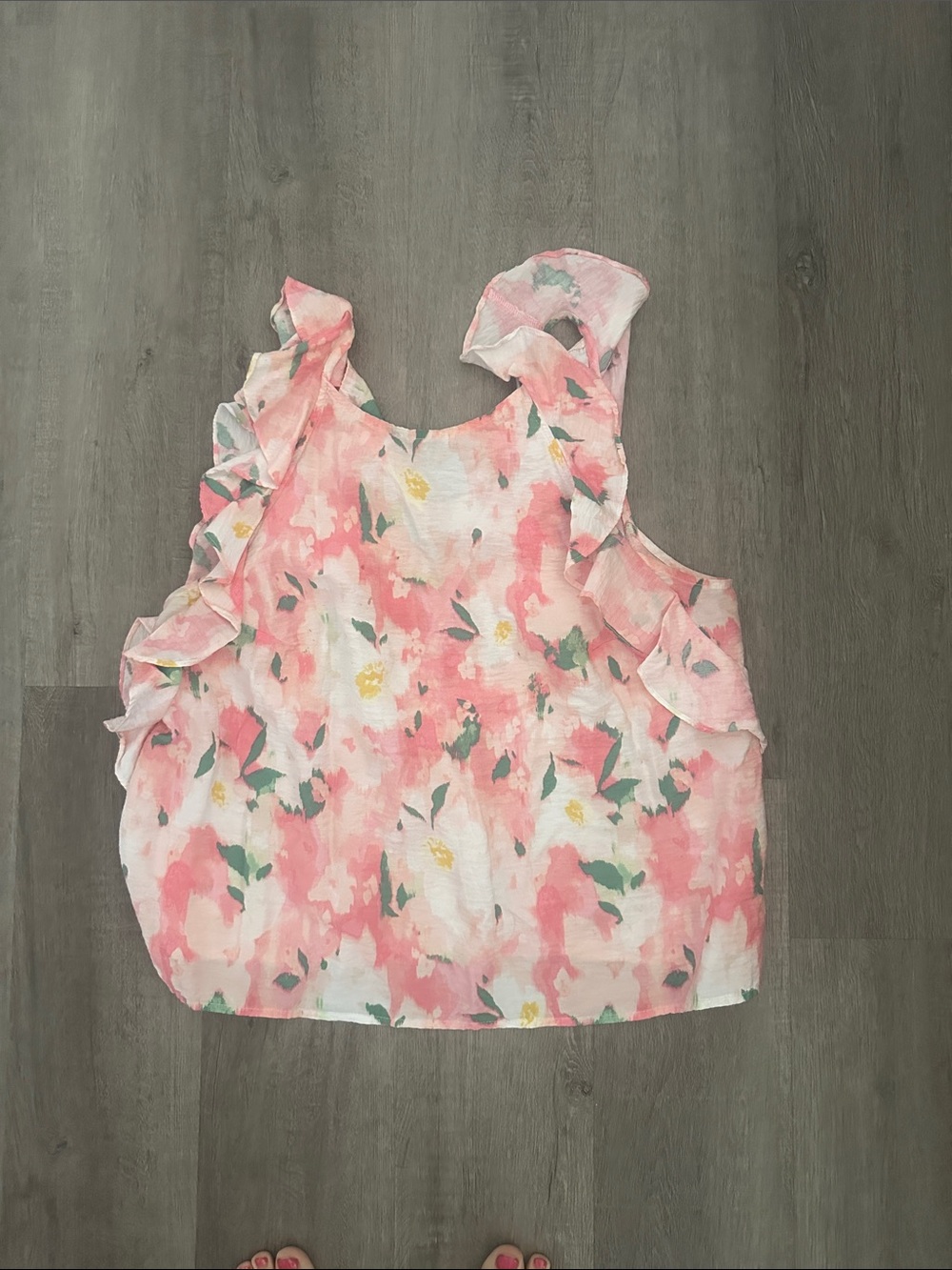 a new day Pink Floral Ruffle Strap Camisole